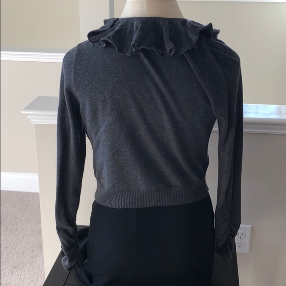 inc grey ruffled cardigan - Picture 5 of 6